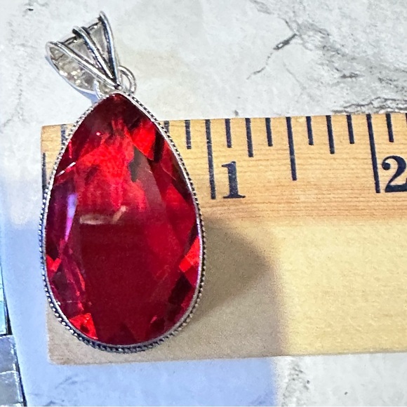 Artisan Red Glass Crystal with Silver Tone Ornate Metal - Picture 11 of 11